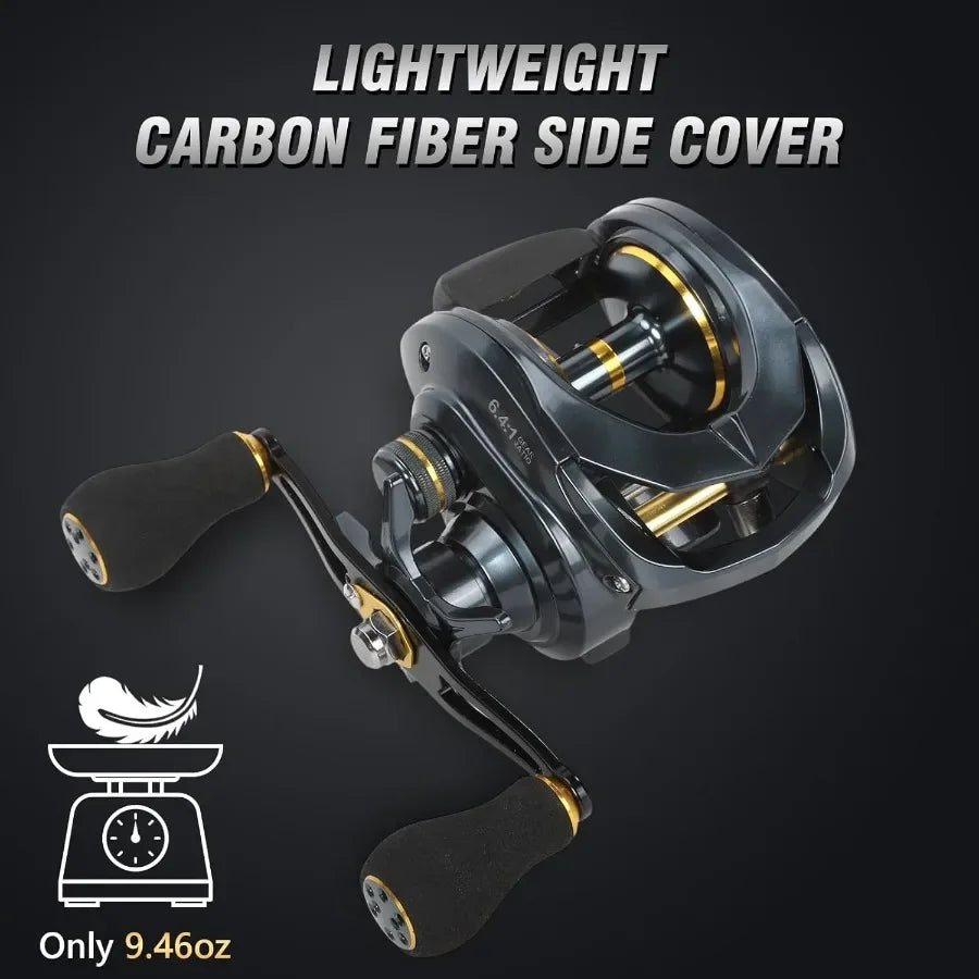 Baitcaster Fishing Reel 6.4 Gear Ratio 33 Lb Max Drag