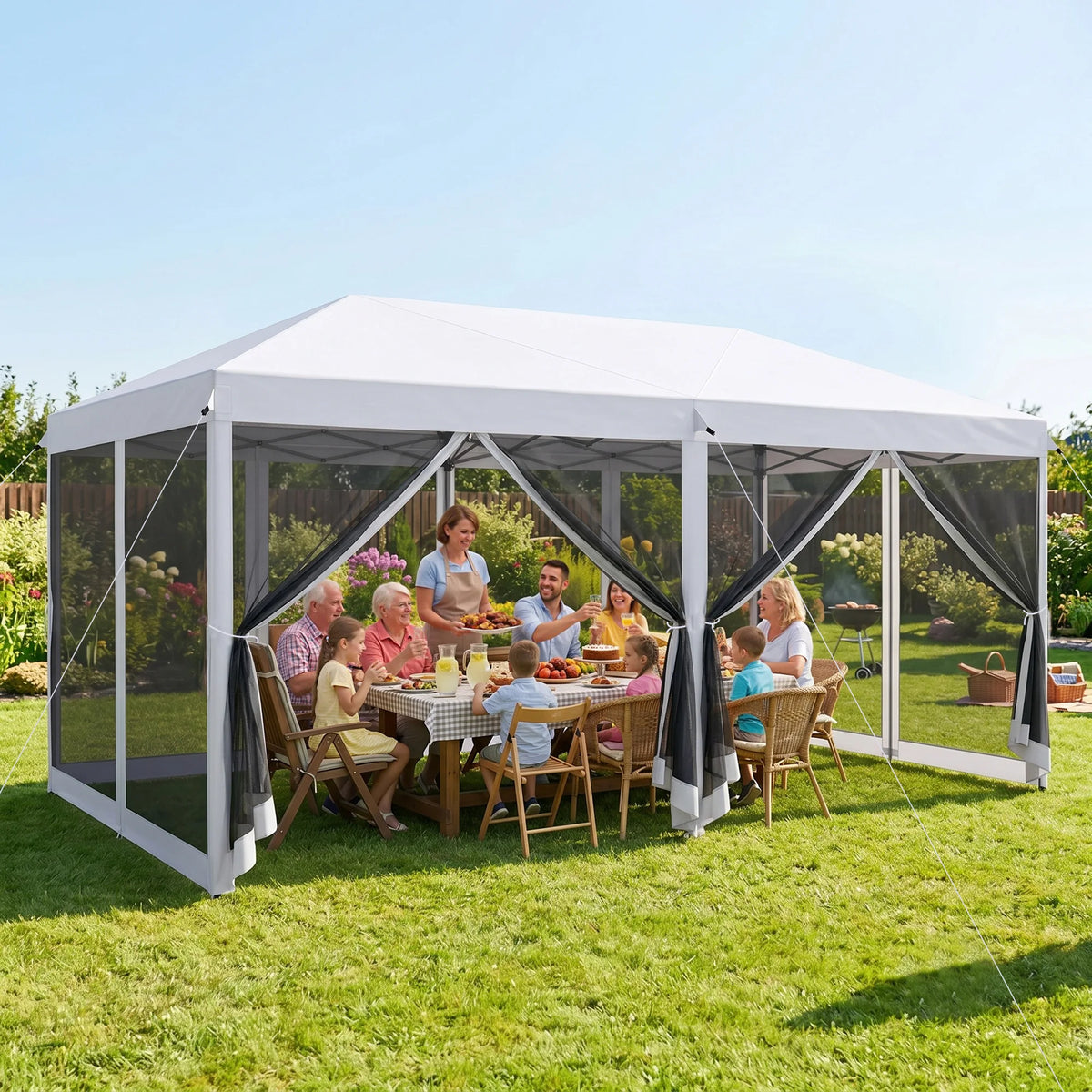 Outsunny Pop Up Party Tent Gazebo Canopy With Six Sidewalls