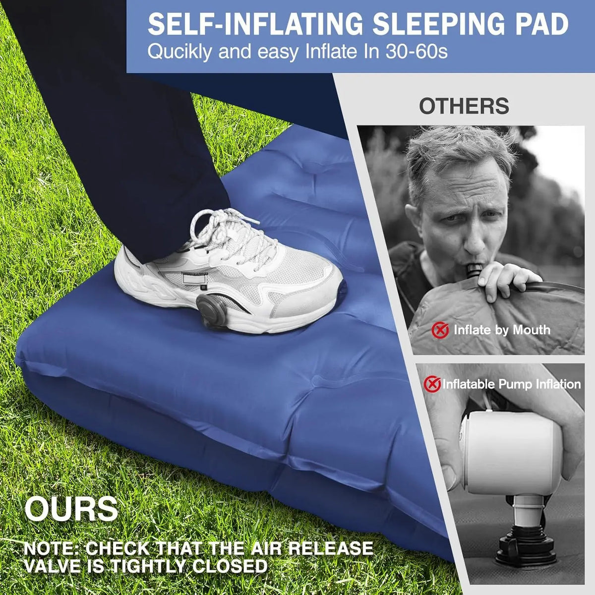 Oeny Ultralight Inflatable Camping Sleeping Pad With Pillow