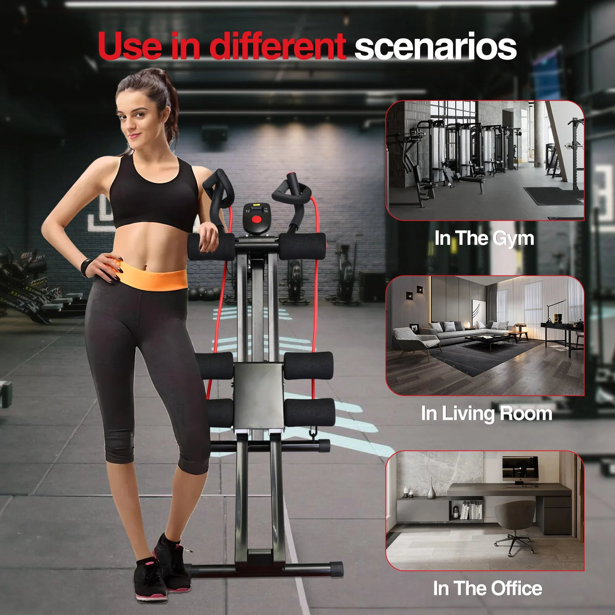 GIKPAL Foldable Ab Roller Machine LCD Display Home Core Trainer