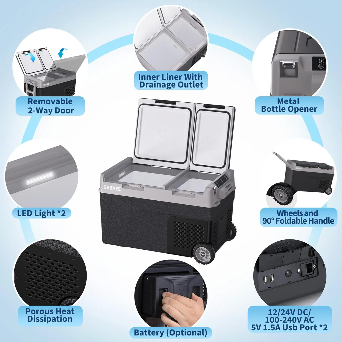 Studyset Dual Zone Compressor Car Refrigerator Portable Electric Cooler