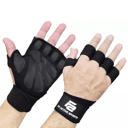 Ventilated Weightlifting Gym Gloves With Integrated Wrist Wraps